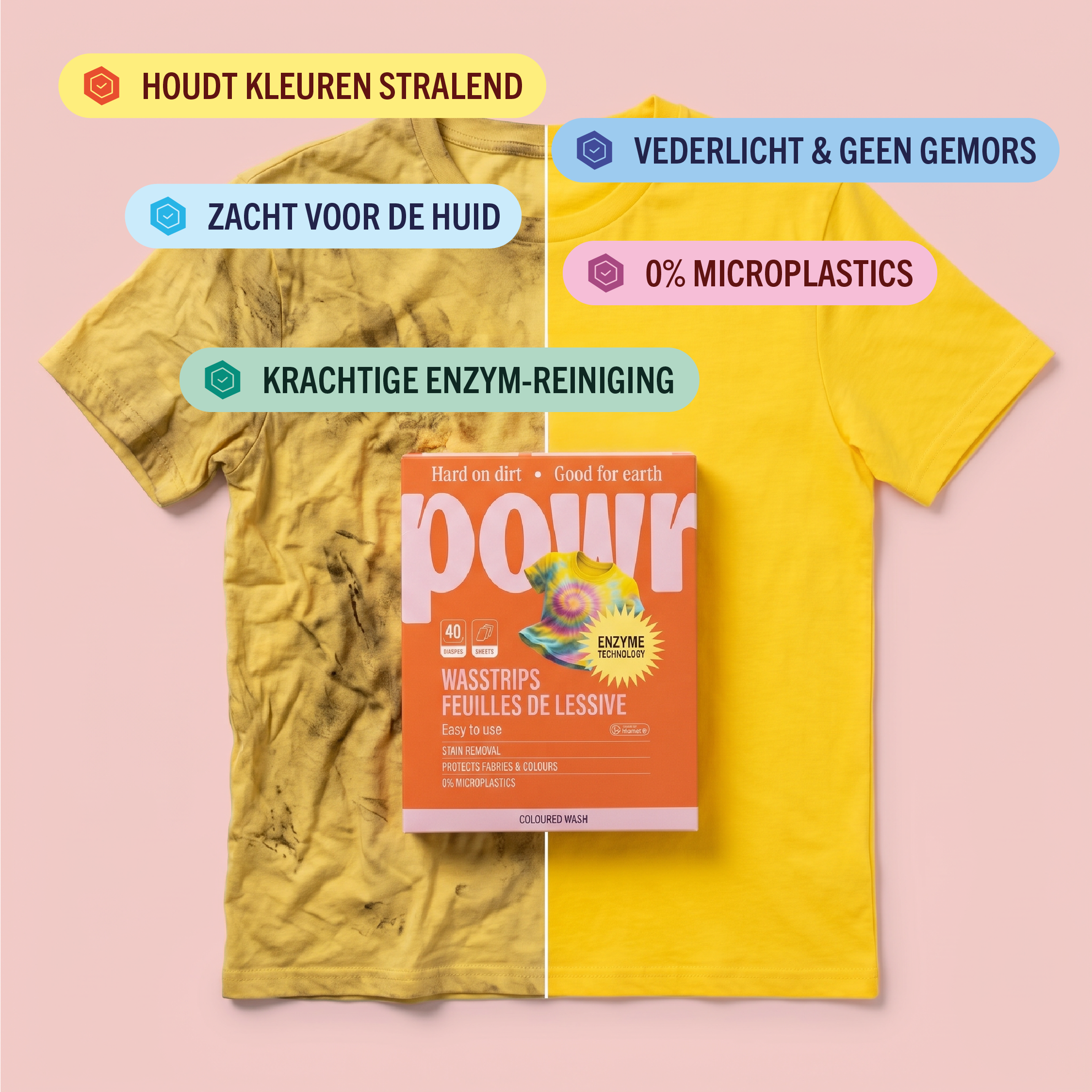 Jaarvoorraad Wasstrips voor gekleurde was | 8x40 wasbeurten
